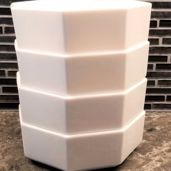 ARCOROC FRANCE MILK GLASS 1980s SET OF (4) WHITE OCTAGON SOUP SALAD BOWL BOWLS - Picture 4 of 12